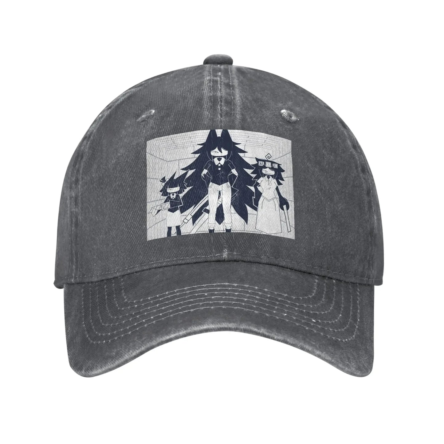 FPE Miss Circle Doodle Cartoon Game Denim Cap Casual Baseball Caps