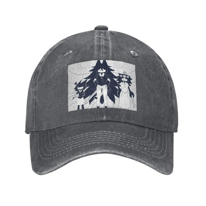 FPE Miss Circle Doodle Cartoon Game Denim Cap Casual Baseball Caps