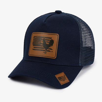 American Flag Peacock Leather Patch Baseball Cap