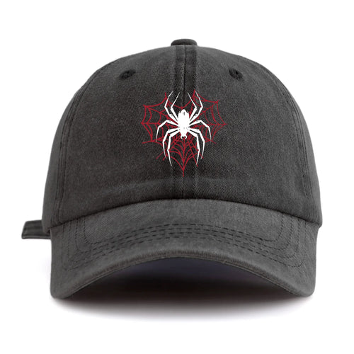 Spider Print Washed Baseball Cap For Adults