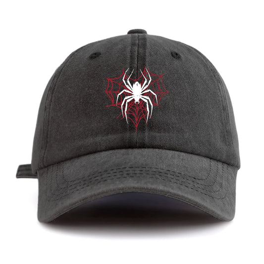 Spider Print Washed Baseball Cap For Adults