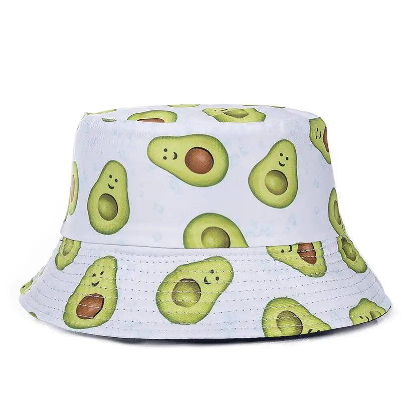 Unisex Bucket Cap Fruit Printing Hats Summer Double-sided Wear Man Women