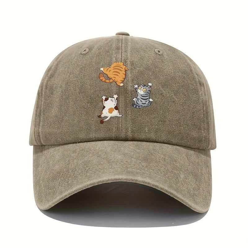 The cute Style Of The Three Cat Printed Baseball Cap