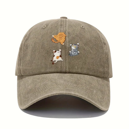 The cute Style Of The Three Cat Printed Baseball Cap