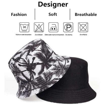 Unisex Tropical Coconut Tree Print Personality Bucket Hats