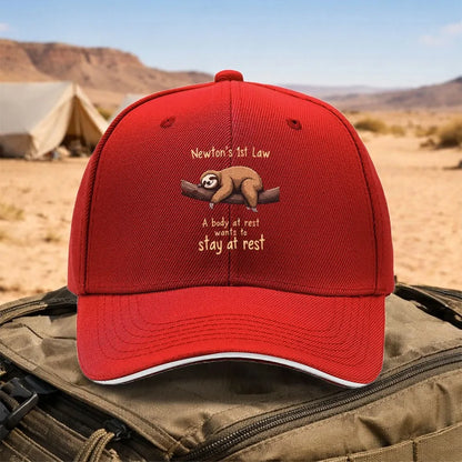 Newton's First Law Sloth Adjustable Baseball Hat