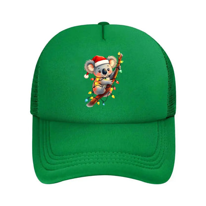 Christmas Koala Santa Hat Lights 2026 Mesh Baseball Cap