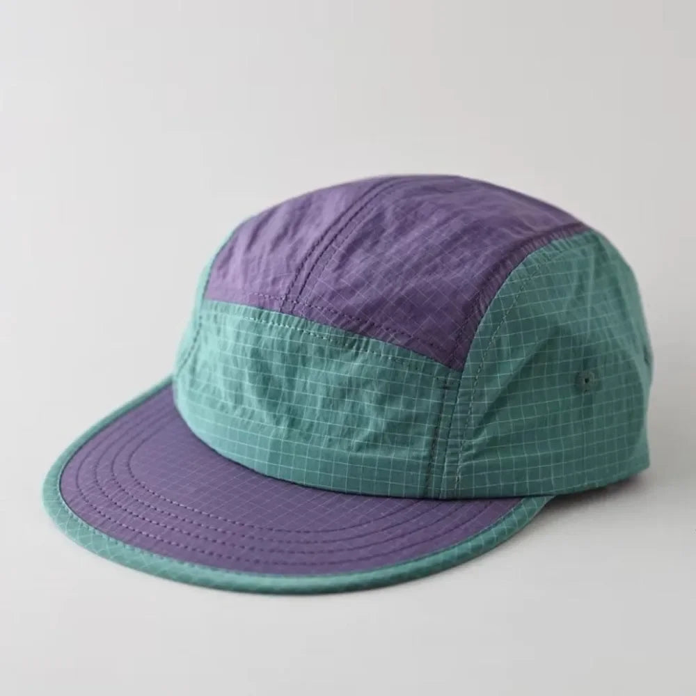 Fashion Plaid Thin Sun Cap Quick-drying Letter Embroidery Sports Running Cap Baseball Cap