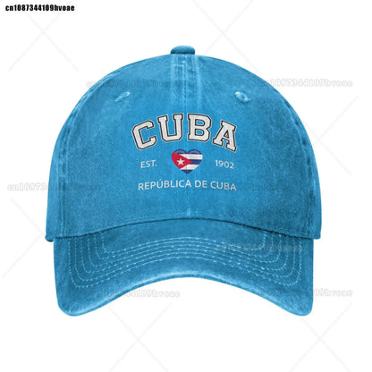 Cuba Baseball Cap EST.1902 La República De Cuba Denim Caps