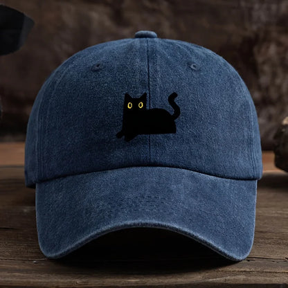 Black Cat Printed Baseball Cap