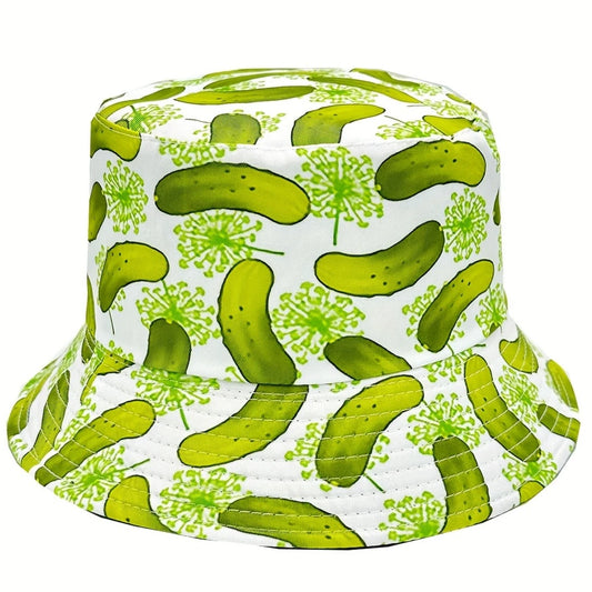 Unisex Reversible Cucumber Print Pattern Bucket Hat