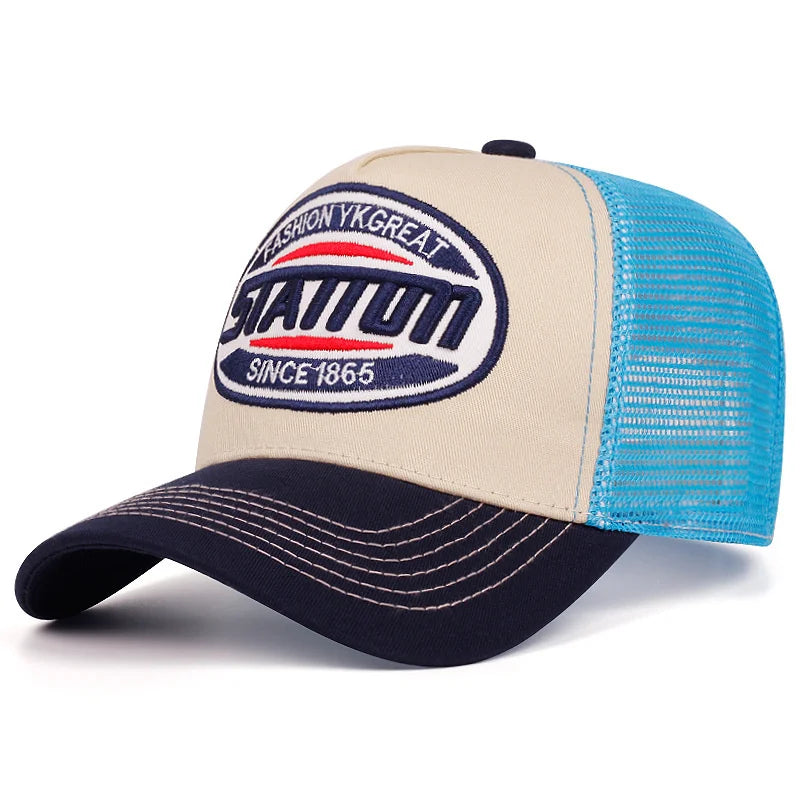 Baseball Cap Classic STATION Letter Pattern Mesh Cap Men Women