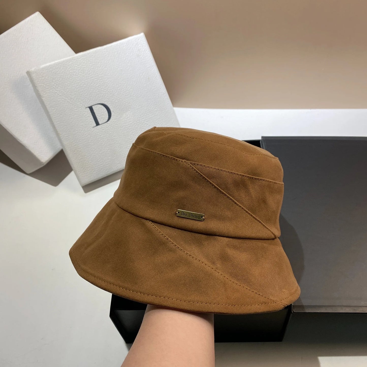 Simple Style Metal Logo Bucket Hats For Women