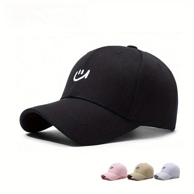 Embroidered Smiling Face Simple Style Outdoor Travel Sun Hat Baseball Hat For Men Women