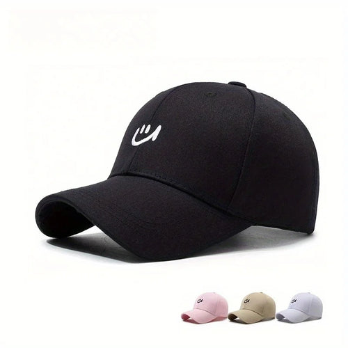 Embroidered Smiling Face Simple Style Outdoor Travel Sun Hat Baseball Hat For Men Women