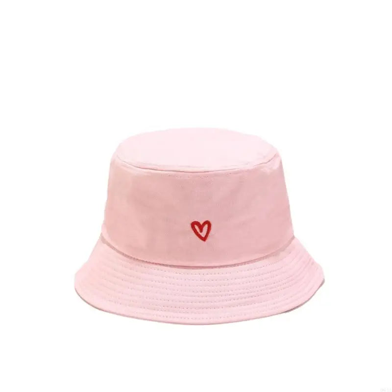 Stylish Bucket Hats With Heart Embroidery Ladies Girls Fashion Sun Hats