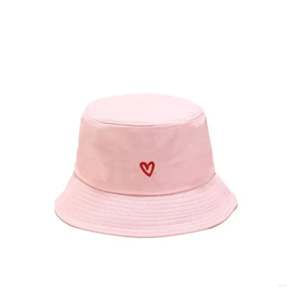 Stylish Bucket Hats With Heart Embroidery Ladies Girls Fashion Sun Hats