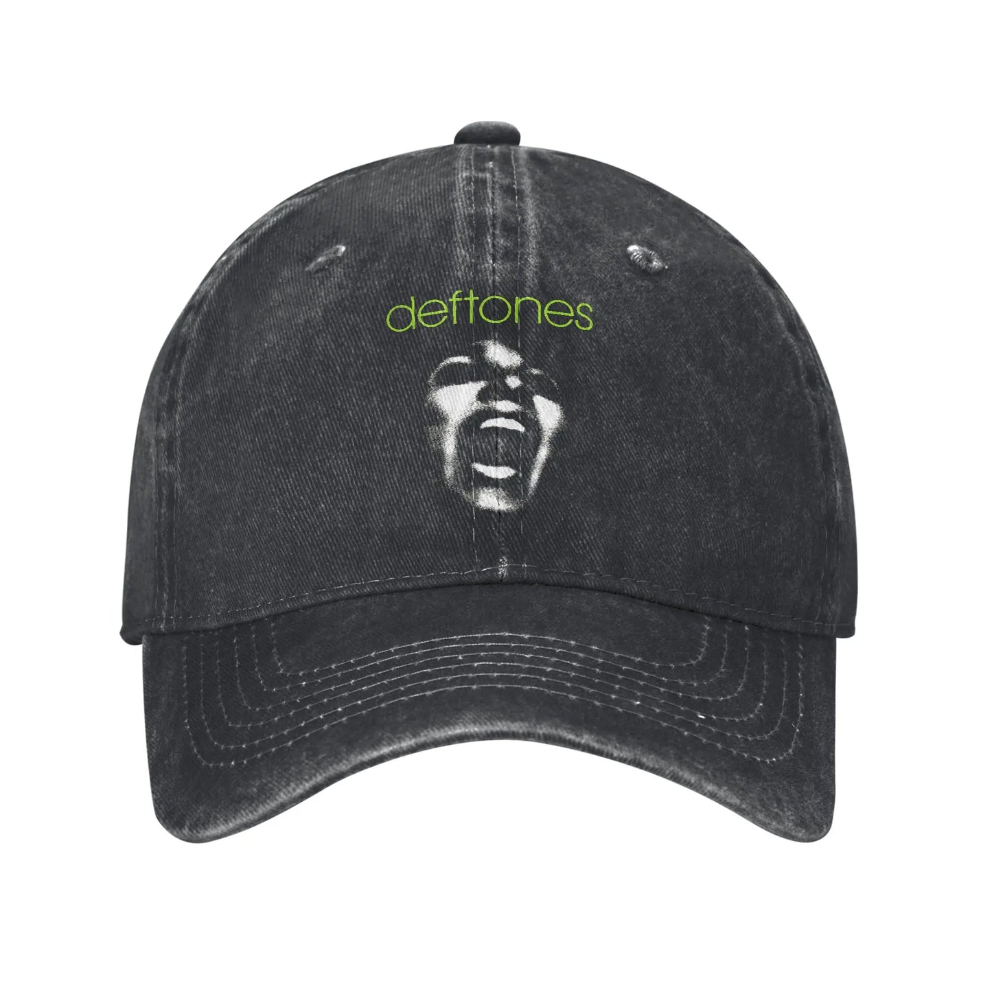 Retro Deftones Baseball Caps Unisex Style Distressed Cotton Snapback Cap White Pony