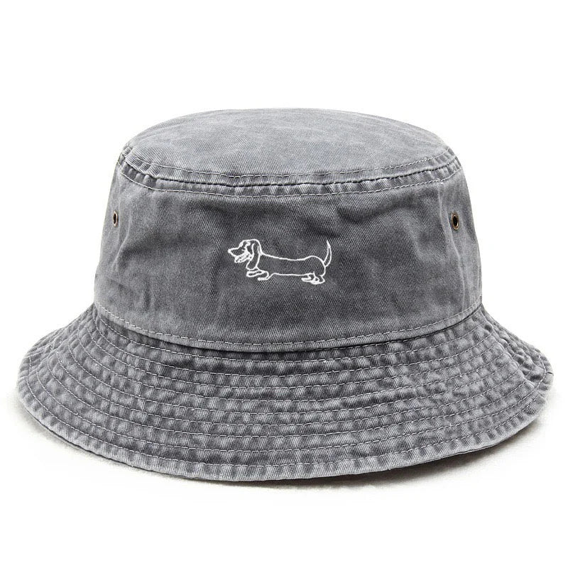 Cute Design Cotton Washed Bucket Hat Vintage Fishing Hat for Dog Owners