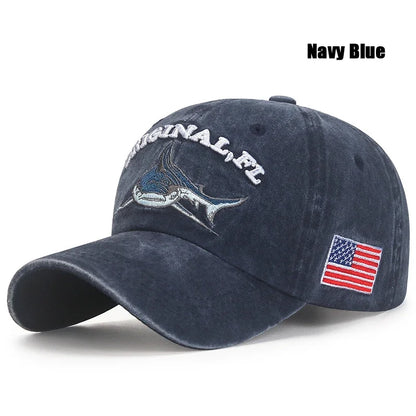 Shark Graphic And American Flag Embroidery Men Women