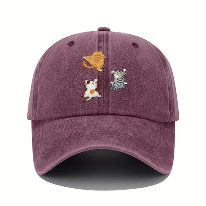 The cute Style Of The Three Cat Printed Baseball Cap
