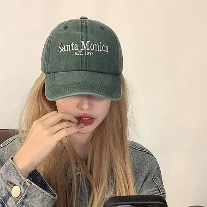 Vintage Letter Embroidered Baseball Cap Face Smaller