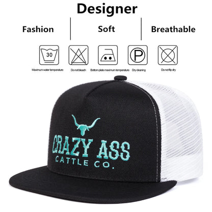 Unisex CRAZY ASS CATTLE CO Embroidery Hip-hop Hats Snapback Caps