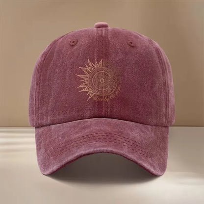 Sun Moon Tarot Embroidery Vintage Washed Cotton Baseball Cap