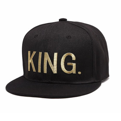 Unisex KING QUEEN Golden Thread Embroidery Hip-hop Hats
