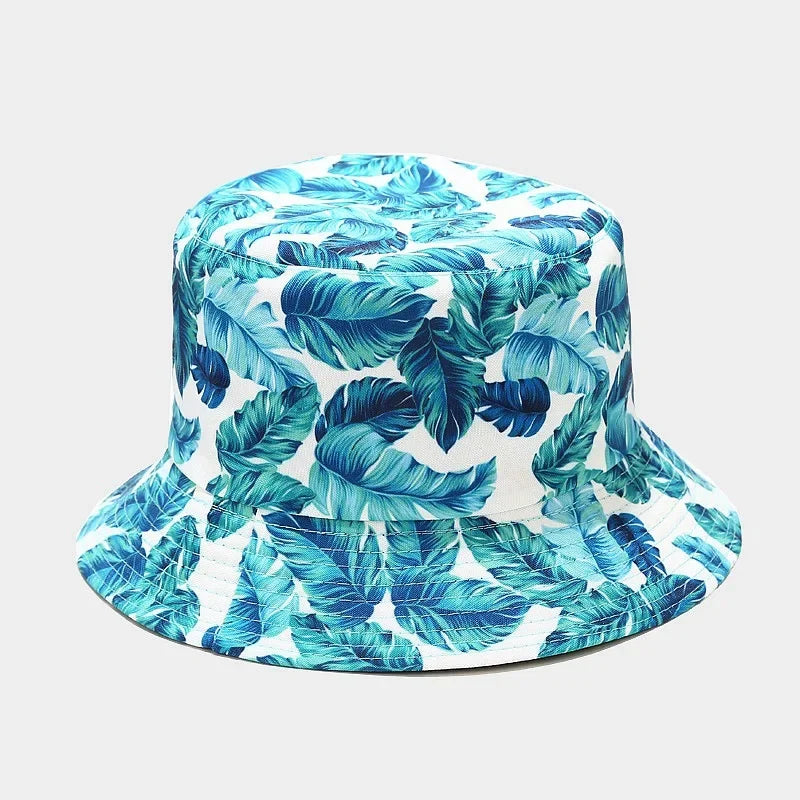 Cotton Flowers Graffiti Print Bucket Hat Fisherman Hat Travel Sun Cap Hats For Men And Women