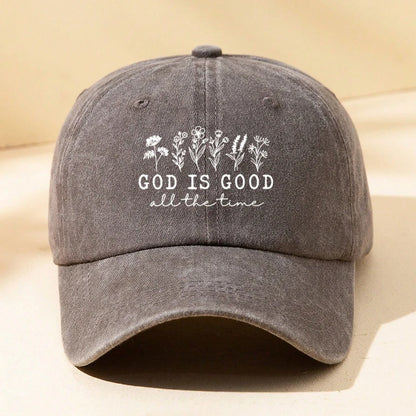 Women Outdoor Baseball Hat with Flower Letter Print