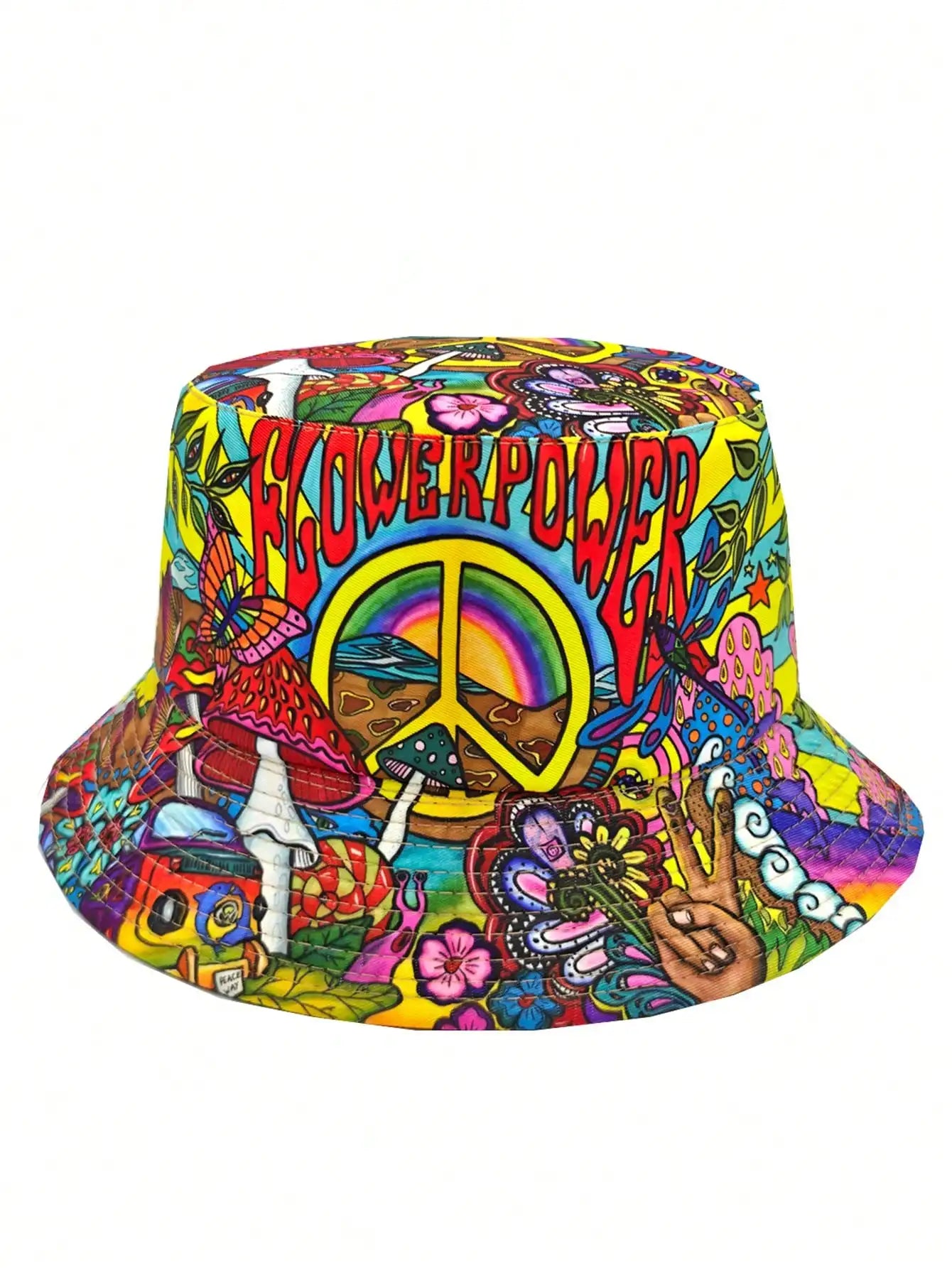 Casual Summer "Peace Love" Print Vacation Bucket Hat