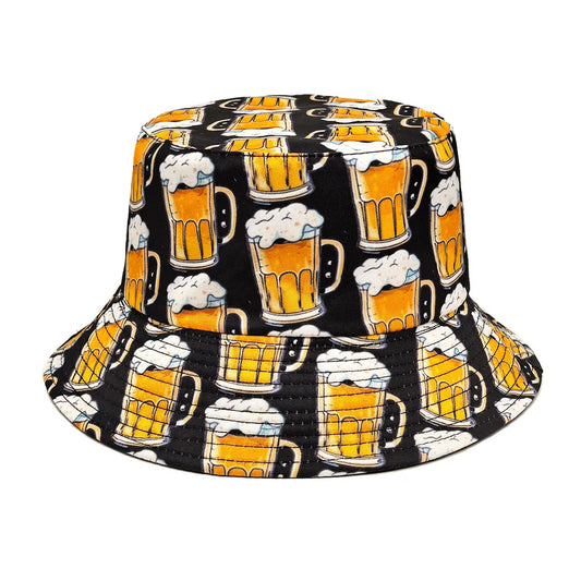 Cartoon Beer Bucket Hat Beer Printing Pattern