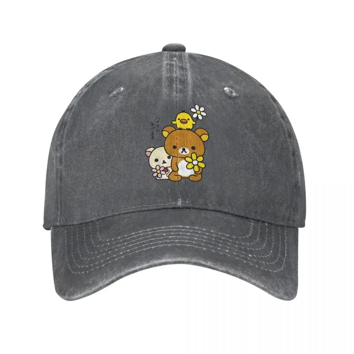 Rilakkuma Baseball Cap Retro Distressed Korilakkuma Kiiroitori And Flowers