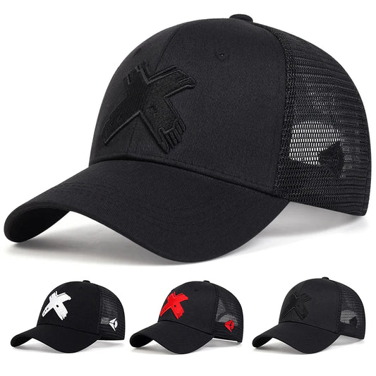 Unisex X Letter Embroidery Baseball Caps Sunscreen Hat Sports Golf Cap