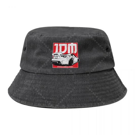 JDM Car Unisex Cotton Bucket Hats Adjustable Outdoor Sun Hat For Beach Travel