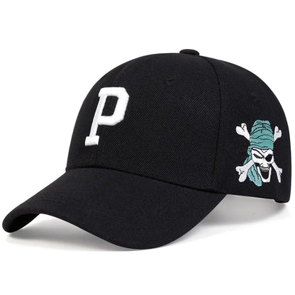 P Letter Side Pirate Embroidery Baseball Cap Men Women Trucker Caps