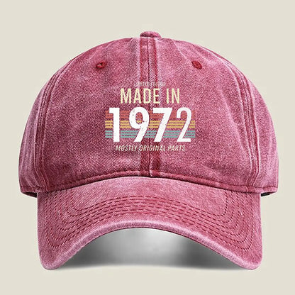 Made in 1972 Retro - Anniversary Art Washed Baseball Cap