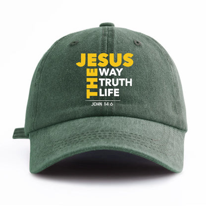 JESUS CROSS Print Washed Baseball Cap