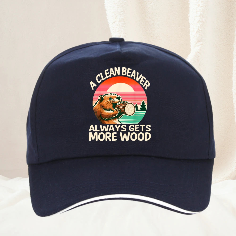 A Clean Beaver Always Gets More Wood Funny Adult Joke Graphic Baseball Cap