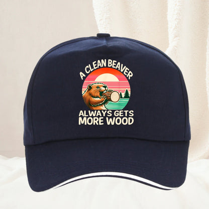 A Clean Beaver Always Gets More Wood Funny Adult Joke Graphic Baseball Cap