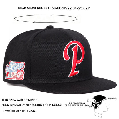 Unisex P Letter Embroidery Hip-hop Hats Snapback Caps