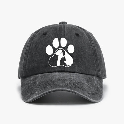 Dog Paw Print Washed Baseball Cap