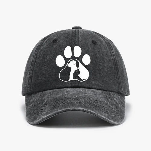 Dog Paw Print Washed Baseball Cap