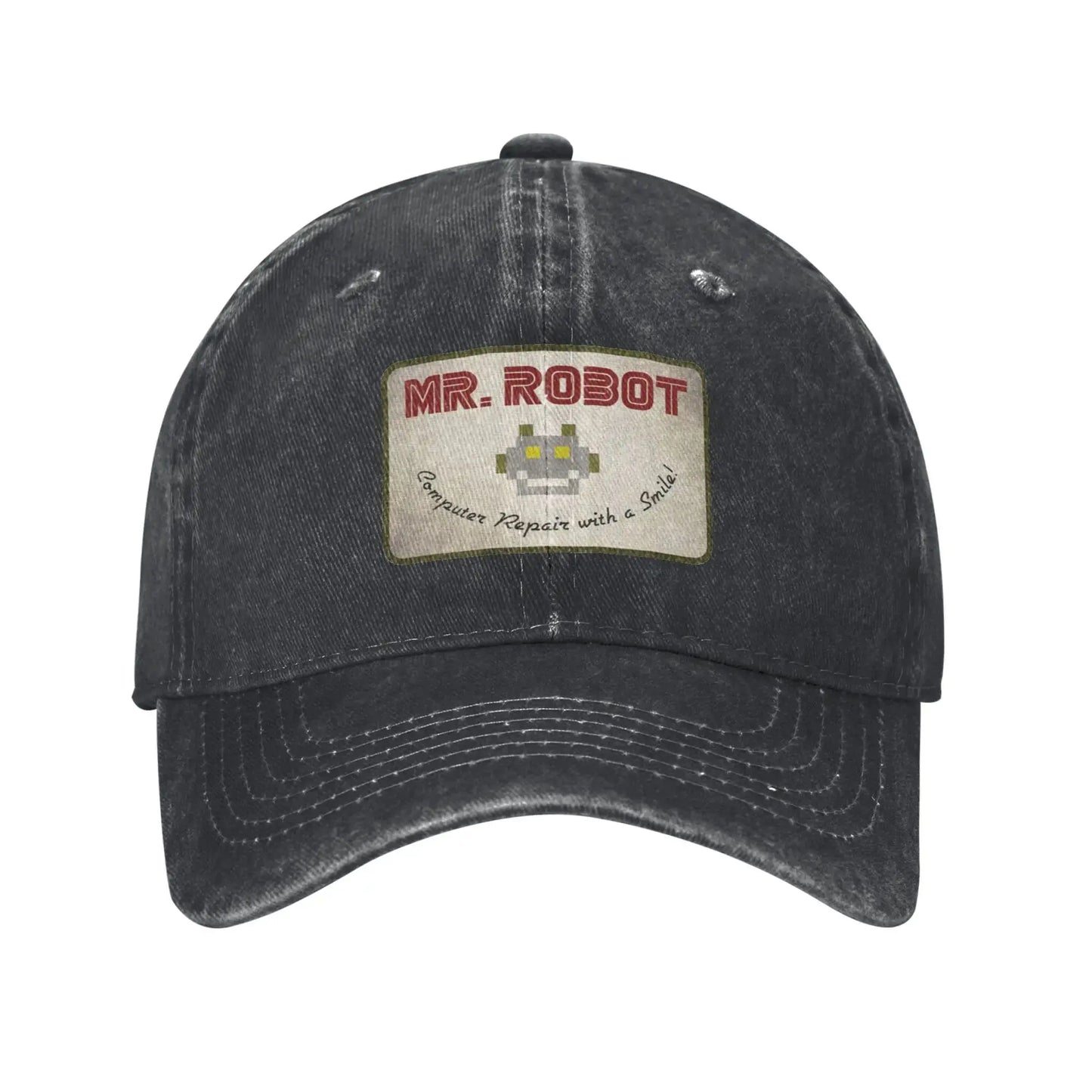 Computer With Sourires Anime Funny Mr Robot Custom Retro Cowboy Washed Baseball Caps For Men