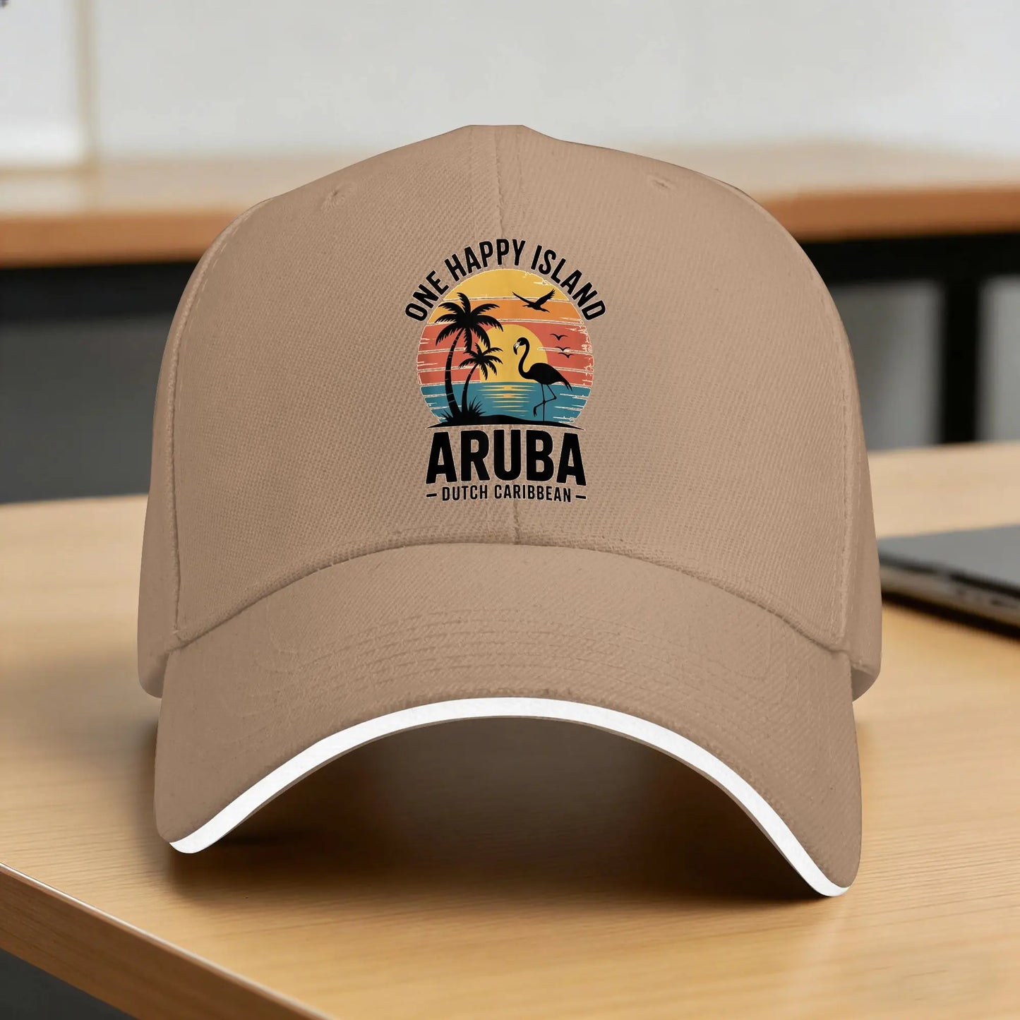 Aruba One Happy Island Flamingo Sunset Retro Baseball Cap