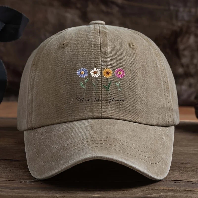 Stylish And Versatile Women's Duckbill Cap With Four-Color Floral Print