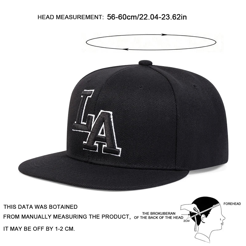 Unisex LA Letter Embroidery Hip-hop Hats Snapback Caps Spring Autumn Outdoor