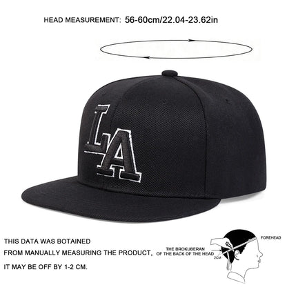 Unisex LA Letter Embroidery Hip-hop Hats Snapback Caps Spring Autumn Outdoor