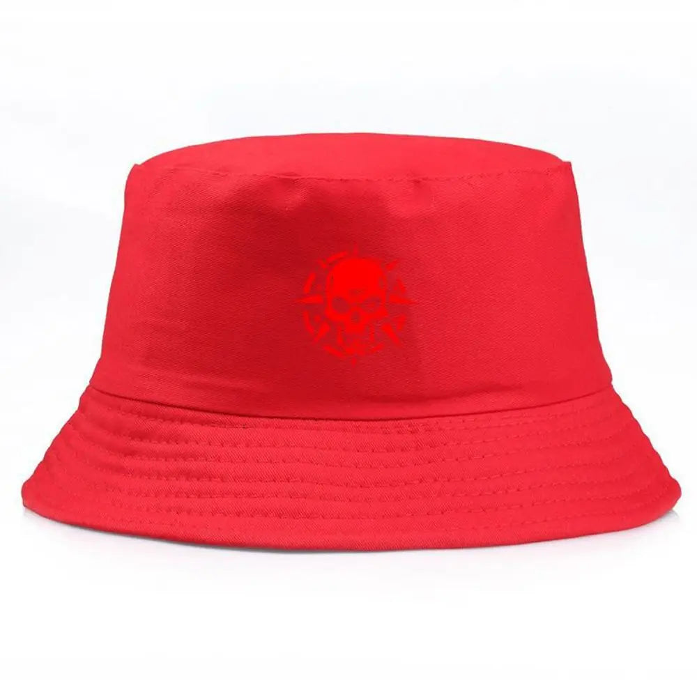 Black Bucket Hat Summer Fisherman Hat Fishing Hat With Red Skull Print